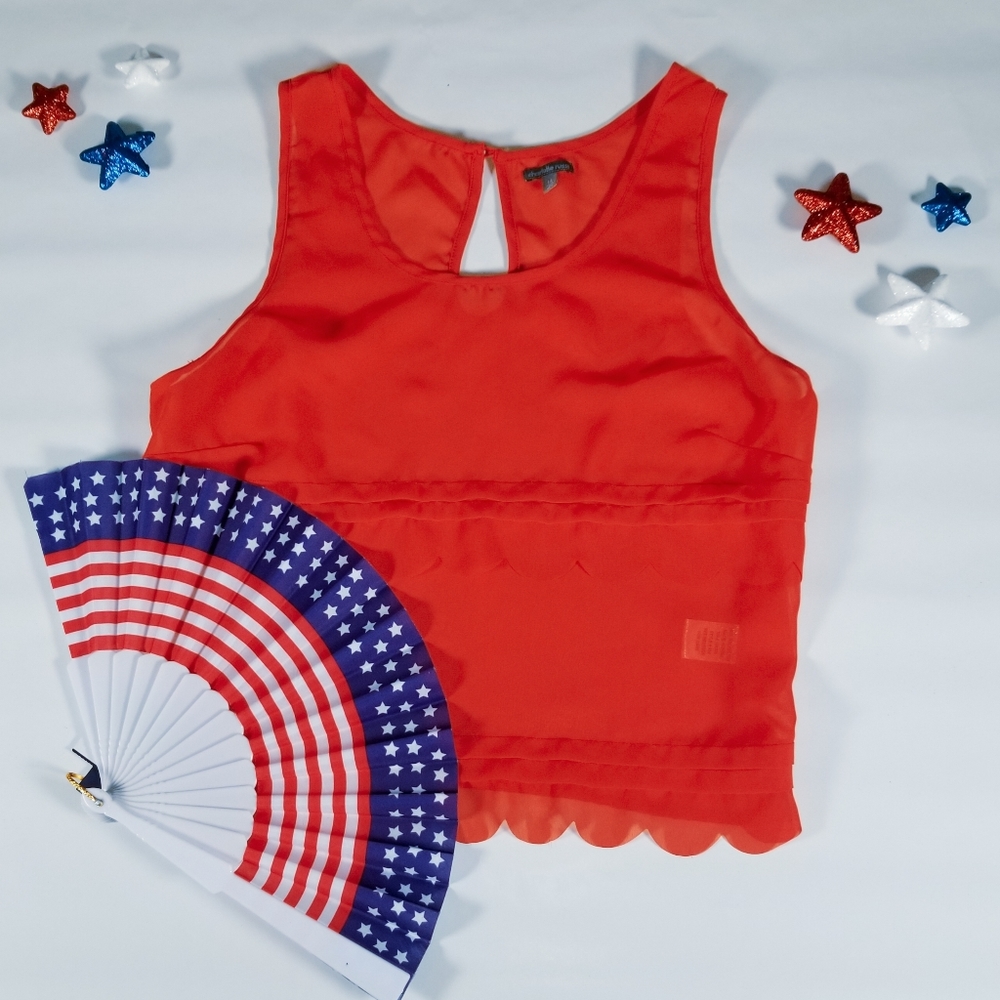 Charlotte Russe| Red| Sheer| Scallop Detail| Tank